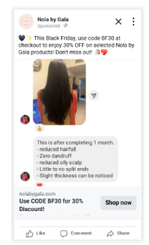 Nola by Gala customer results ad