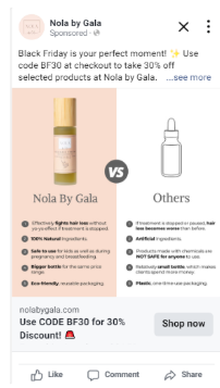 Nola by Gala comparison ad