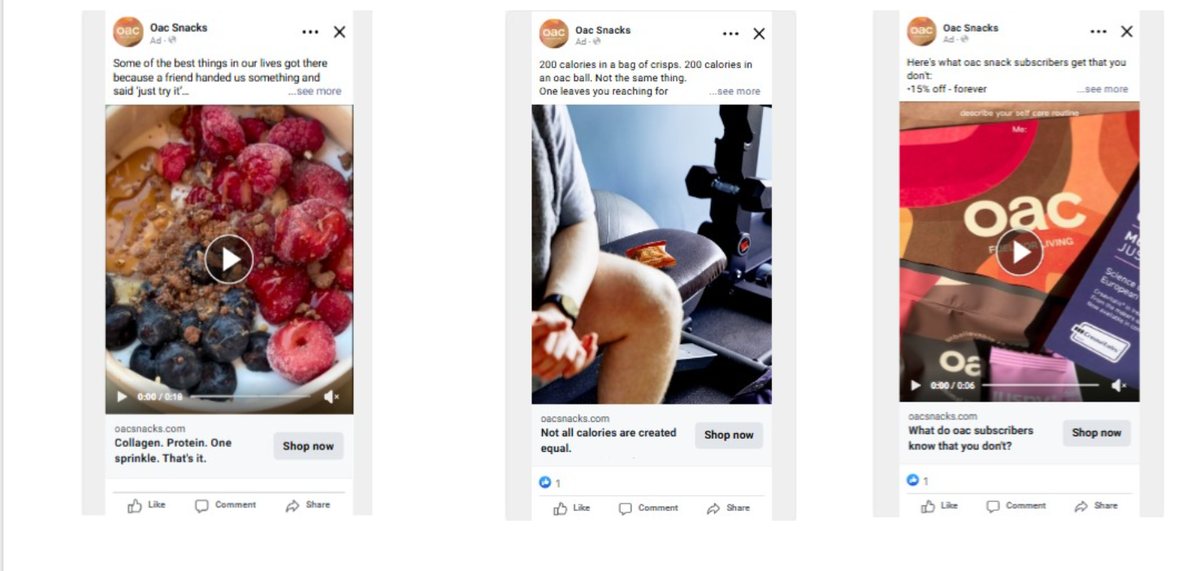 A selection of OAC ads — product, lifestyle and recipe angles